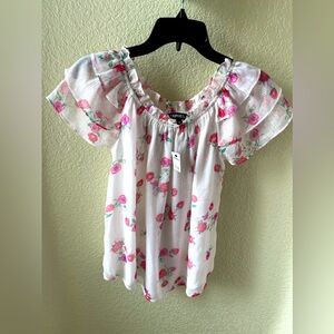 NWT Express Off Shoulder Sparkly Floral Top Size S